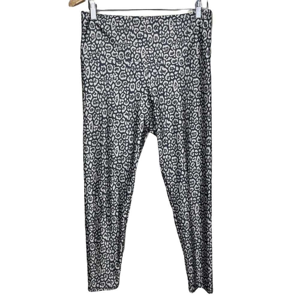 Onzie Sheen Cream and Gray Printed Leggings Womens Size Large Casual